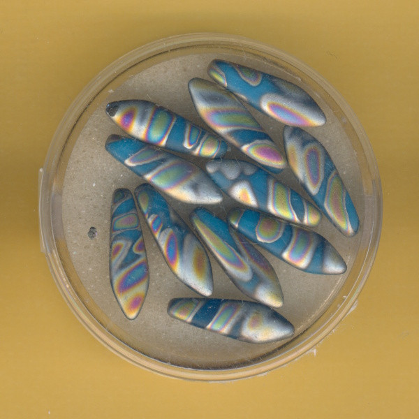 4834-16584 Dagger Beads 16x5mm blau matt bunt 10 Stück