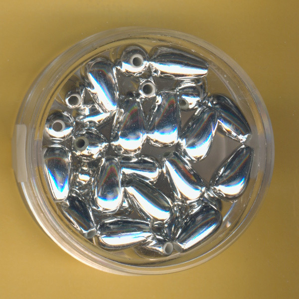 0802-10914 Wachsperlen Tropfen 6x10mm silber 30 Stück