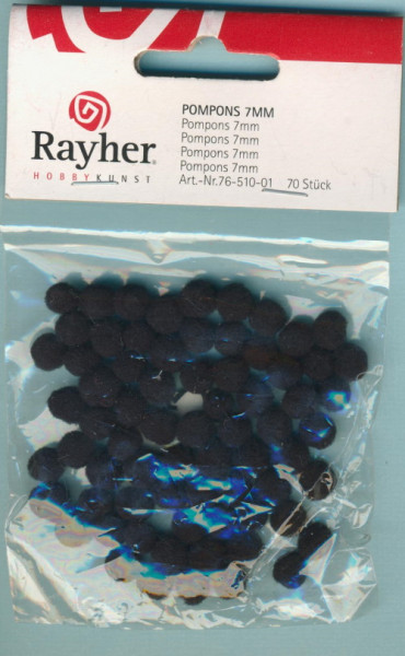 7651001 Pompons 7mm schwarz 70 Stück