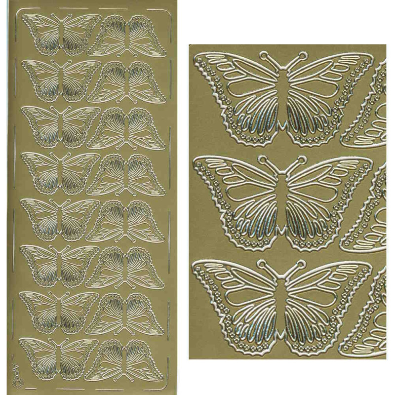 pu061g Sticker Schmetterling 5 gold