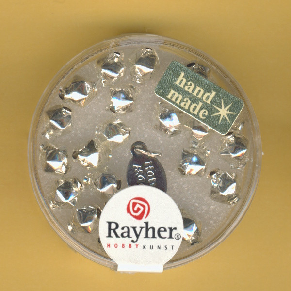 1480322 Glas Rautenperlen 6mm silber 22 Stück