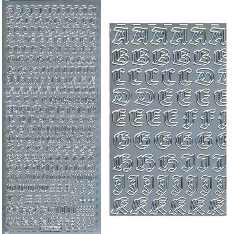 pu286s Sticker Buchstaben 1 silber