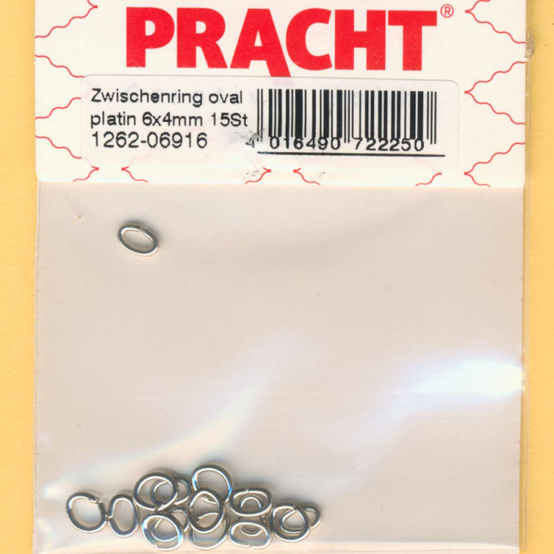 1262-06916 Zwischenringe oval 6x4mm platin 15 Stück