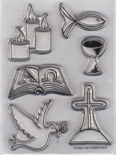 e4511028 Stempel Clear Christliche Symbole 74 x 105mm