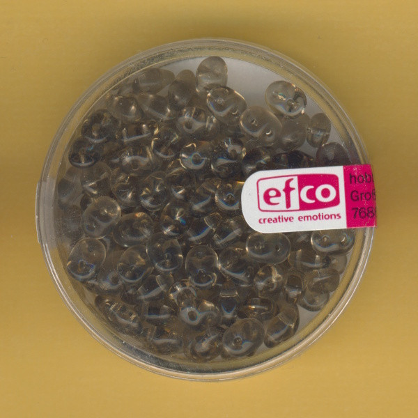 1020986 Glasperlen Superduo 4x2mm grau transparent 10g