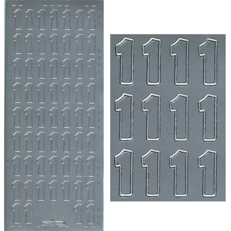 pu538s Sticker Ziffer 1 20mm silber