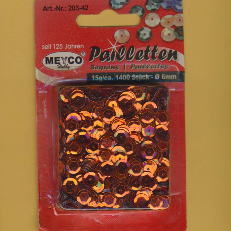 20342 Pailletten gewölbt 6mm orange metallic 15g