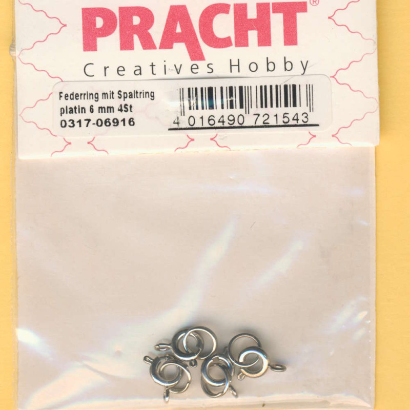 0317-06916 Federring mit Spaltring 6mm platin 4 Stück