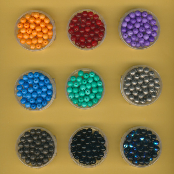 Bunte Glasperlen 6mm satt