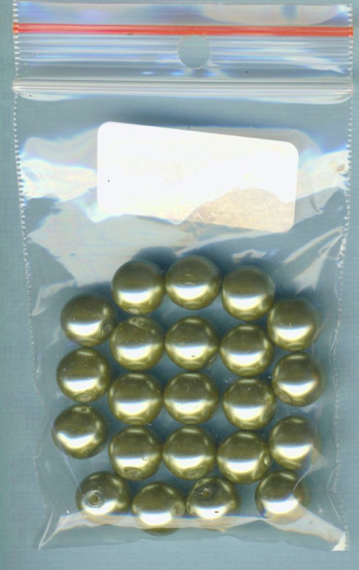 11196 Glaswachsperlen 10mm olivgrün 22 Stück