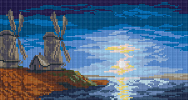 806037 Pixelhobby Klassik Set Sonnenuntergang blau