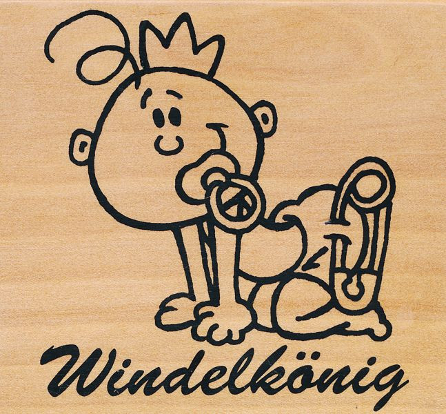 70380148 Holzstempel Windelkönig 9x9cm