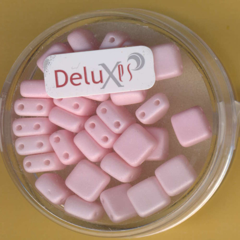 9701-06154 2 hole Square Beads Lumi Deluxes 6mm rose 30 Stück