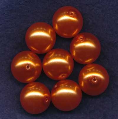 076014184 Glaswachsperlen 14mm dunkelorange 8 Stück