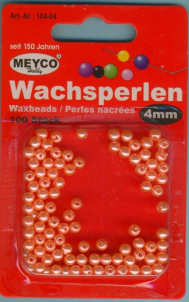 104-04 Wachsperlen 4mm lachs 100 Stück