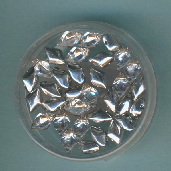 17172w_GemDuo-Beads-8x5mm-silber-kristall-5g
