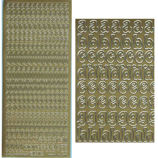 25616g Sticker kleine Buchstaben gold