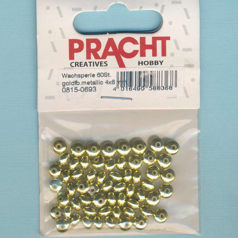 0815-0693 Wachsperlen Scheiben 4x6mm gold 60 Stück