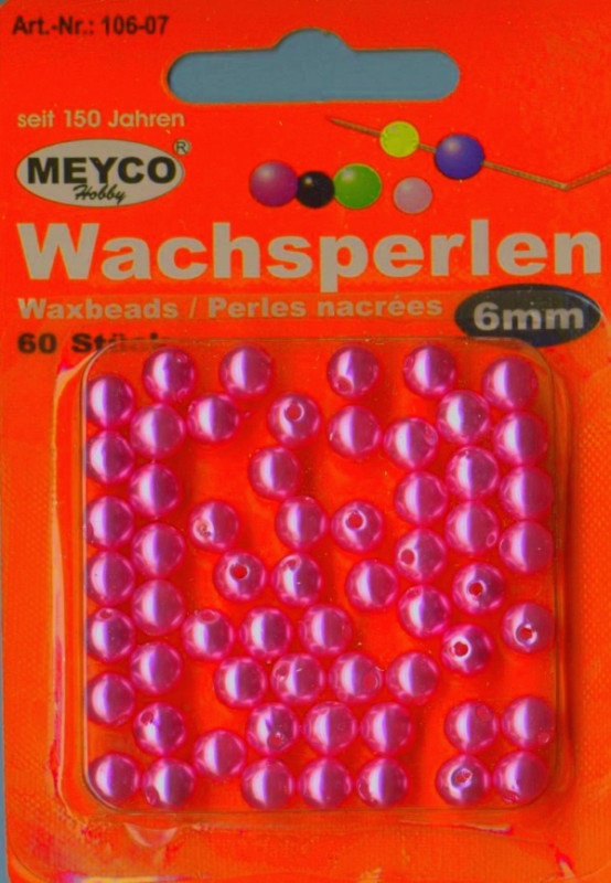 10607 Wachsperlen 6mm pink 60 Stück