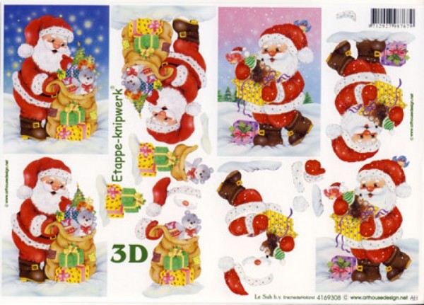 3D-Motivbogen Nikolaus mit Geschenken