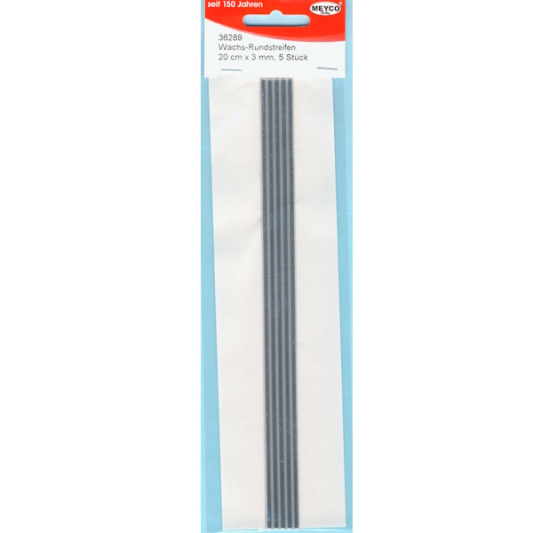 36289 Wachsstreifen rund 200 x 3mm silber 5 Stück