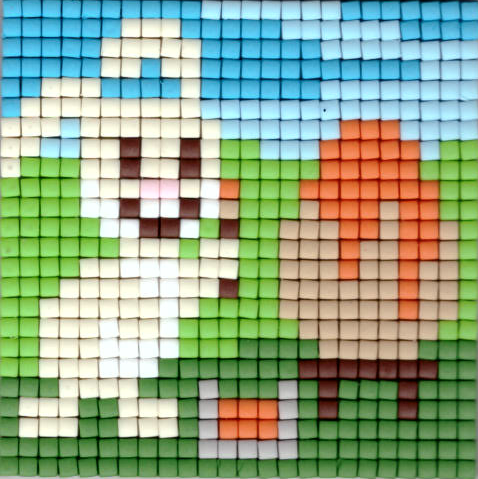 77680 Pixelhobby Set kleine Basisplatte Osterhase mit Ei 2