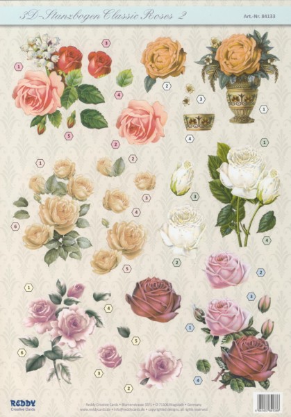 84133 3D-Stanzbogen Classic Roses 2