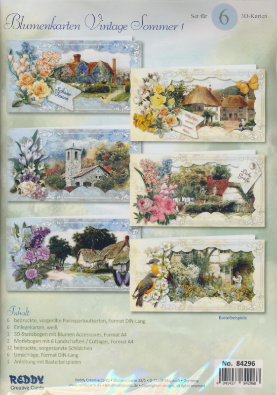 84296 Bastelset Blumenkarten Vintage Sommer 1