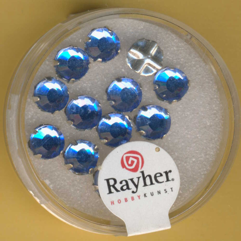 14176825 Strasssteine zum Aufnähen 6,4mm aquamarin 12 Stück