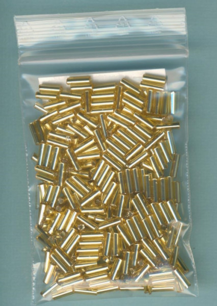562406 Glasperlen Stifte 6mm gold Silbereinzug 15g
