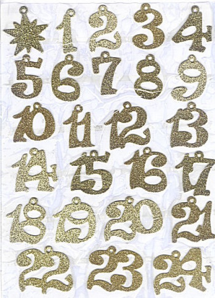 r8642400 Sticker Adventszahlen glitter gold