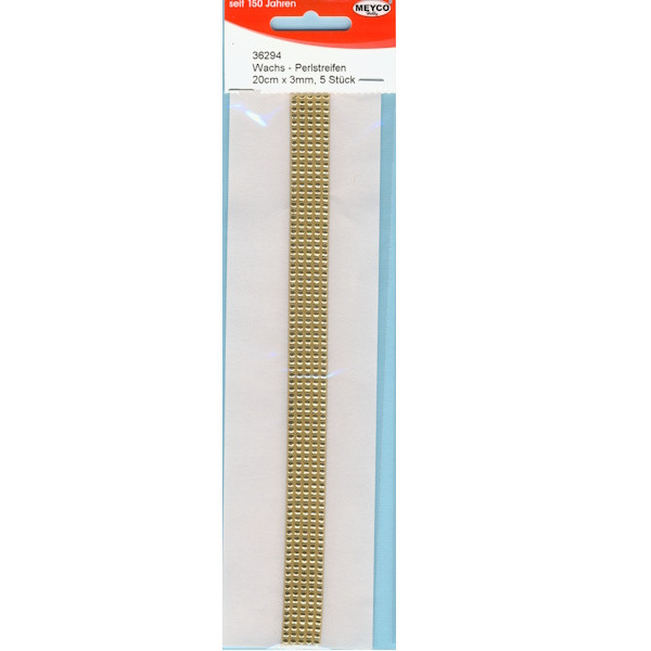 36294 Kerzen Wachs Perlstreifen 200x3mm gold 5 Stück