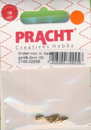 2745-02936 Endteil montiert mit Karabiner 2mm gold