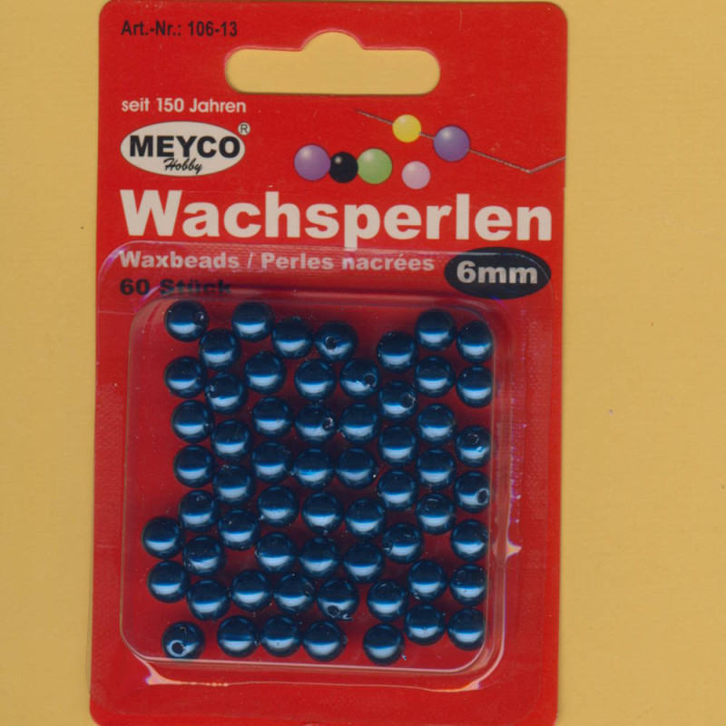 106-13 Wachsperlen 6mm dunkelblau 60 Stück