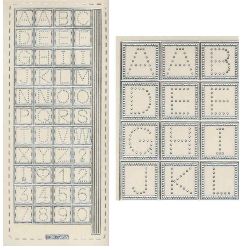 pu357s Sticker Buchstaben und Zahlen 14mm silber transparent