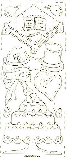 pu427g Sticker Hochzeit 6 gold transparent