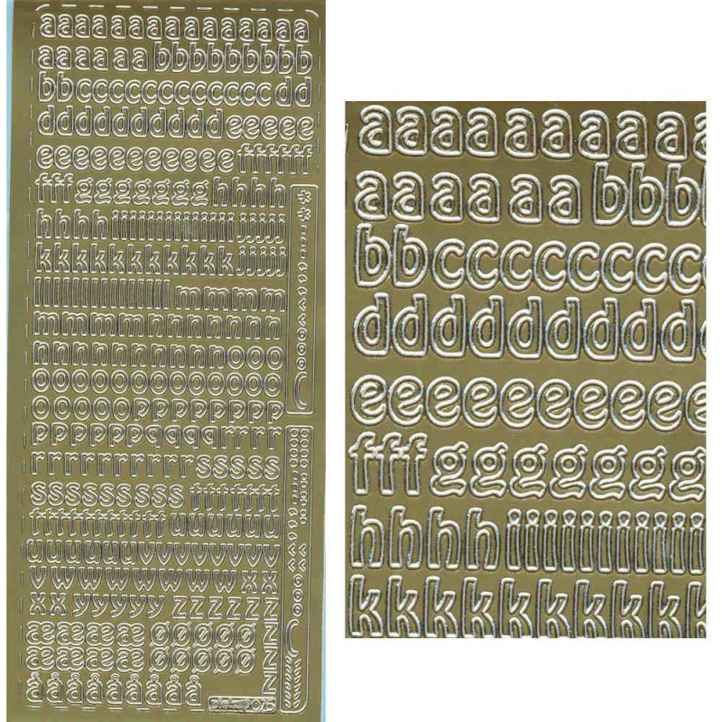 pu075g Sticker Buchstaben klein gold