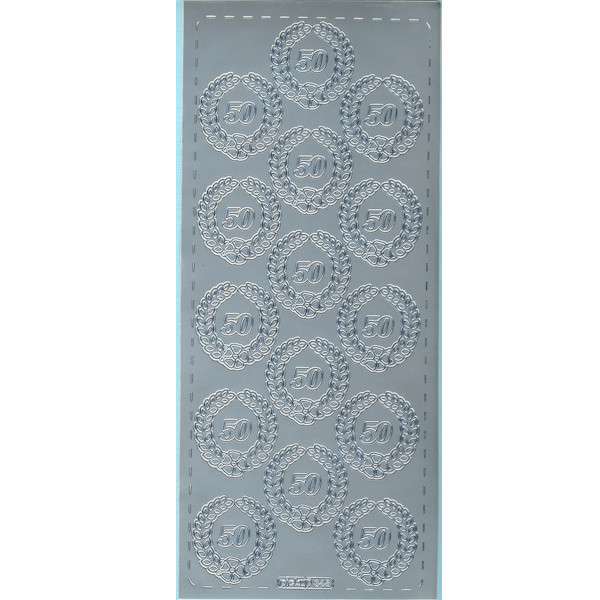 pu348s Sticker 50 mit Kranz silber