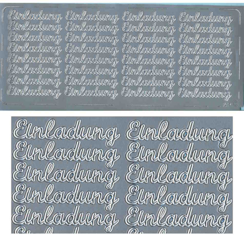pu035s Sticker Einladung 5 silber