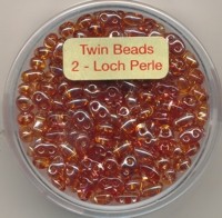 967105734 Glasperlen Twin Beads 2,5x5mm apricot AB 8g