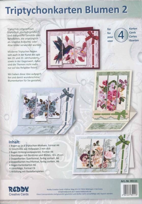 85111 Bastelset Triptychonkarten Blumen 2