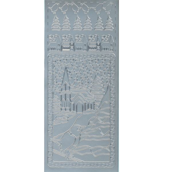 cl160s Sticker Winterlandschaft mit Kirche silber