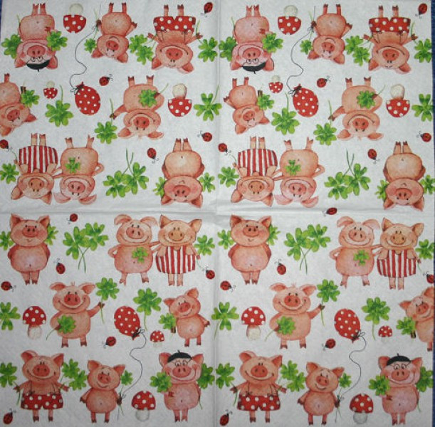 Serviette Glücksschweinchen