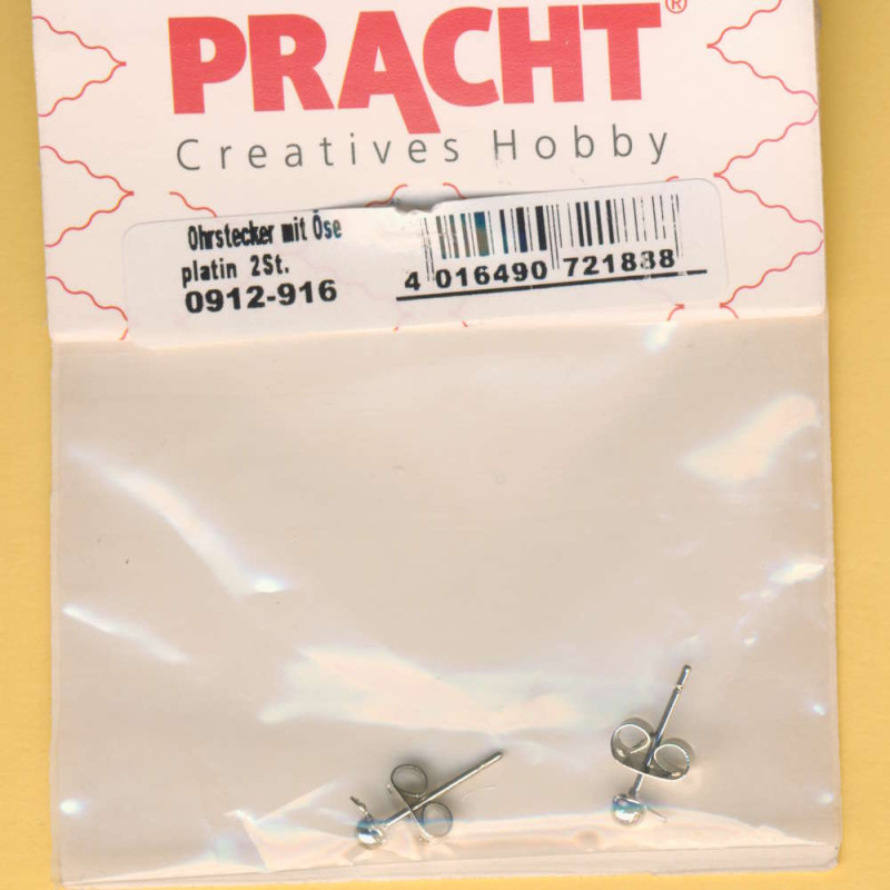 0912-916 Ohrstecker mit Öse platin 2 Stück