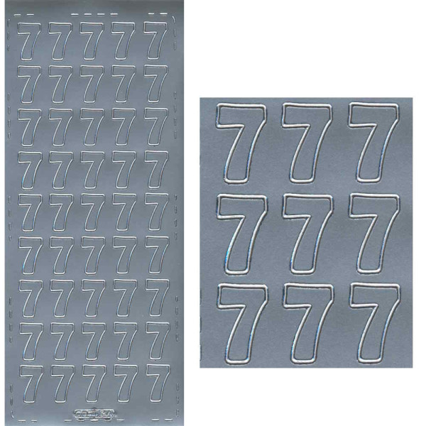 pu544s Sticker Ziffer 7 20mm silber