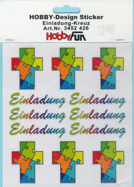 3452426 Hobby Design Sticker Einladung Kreuz