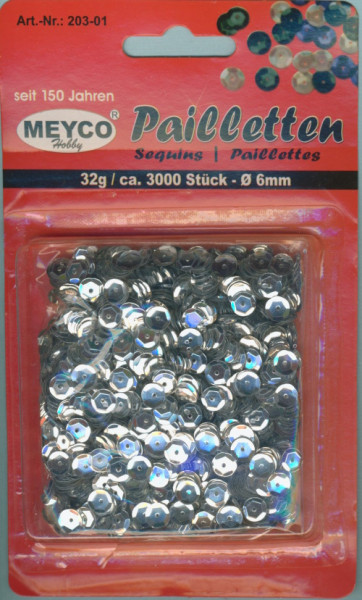 20301 Pailletten gewölbt 6mm silber 32g