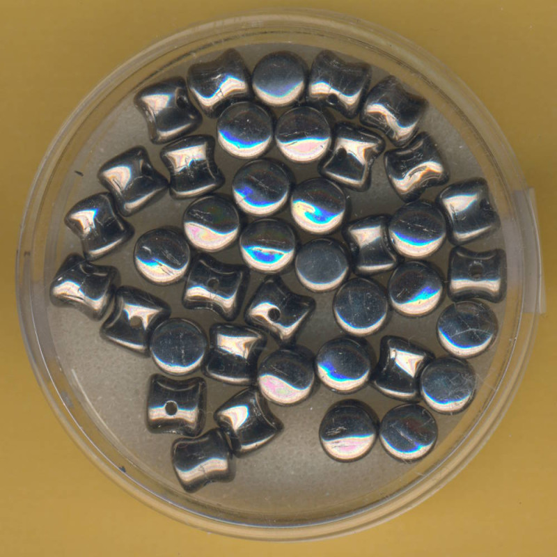 4757-06914 Glasperlen Pellets 4x6mm kristall platin 40 Stück