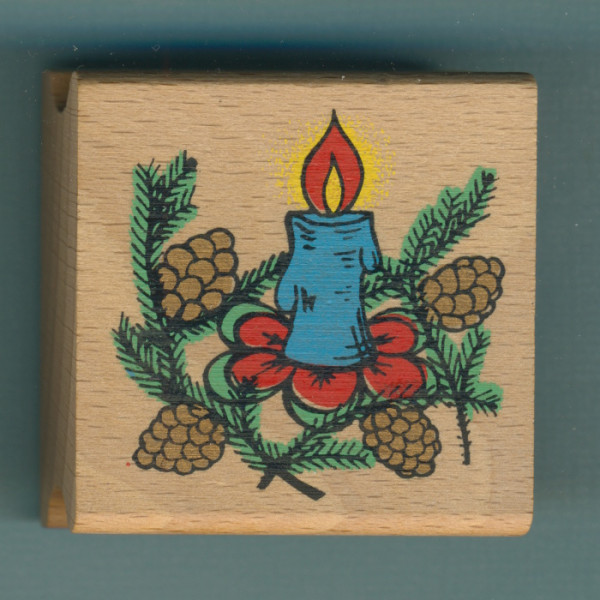 61223009 Holzstempel Weihnachtskerze 4,5x4,5cm