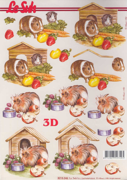 8215.246 3D Motivbogen A4 Hamster und Meerschweinchen